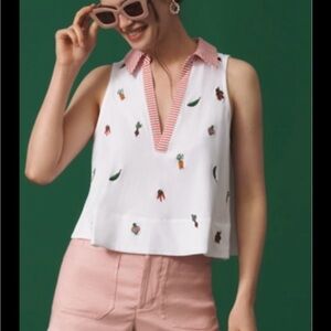 Anthropologie Maeve Sleeveless Swing Popover Veggie Blouse